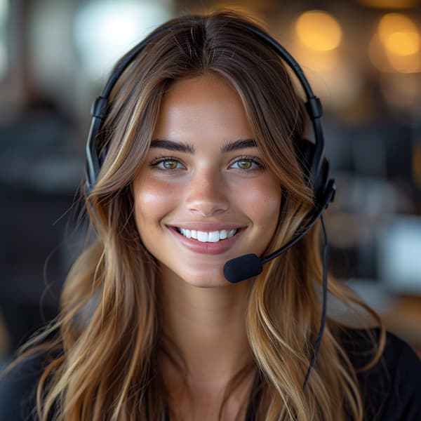 AI-generated image of a person in a contact centre