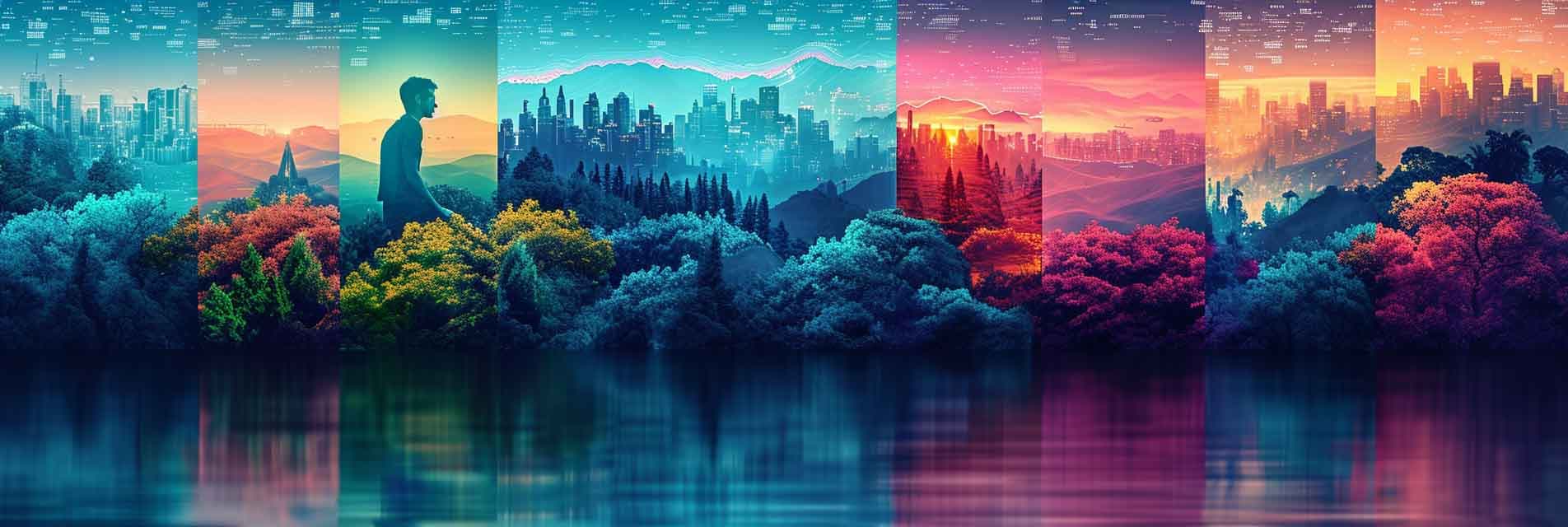 A collage of AI-generated landscape images